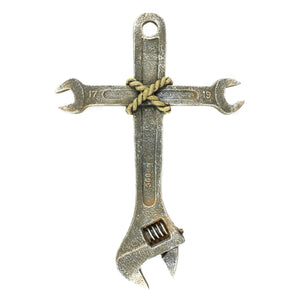 Adjustable Wrench Resin Wall Cross Mechanic Man Cave Car Garage Decor 11 3/8 in