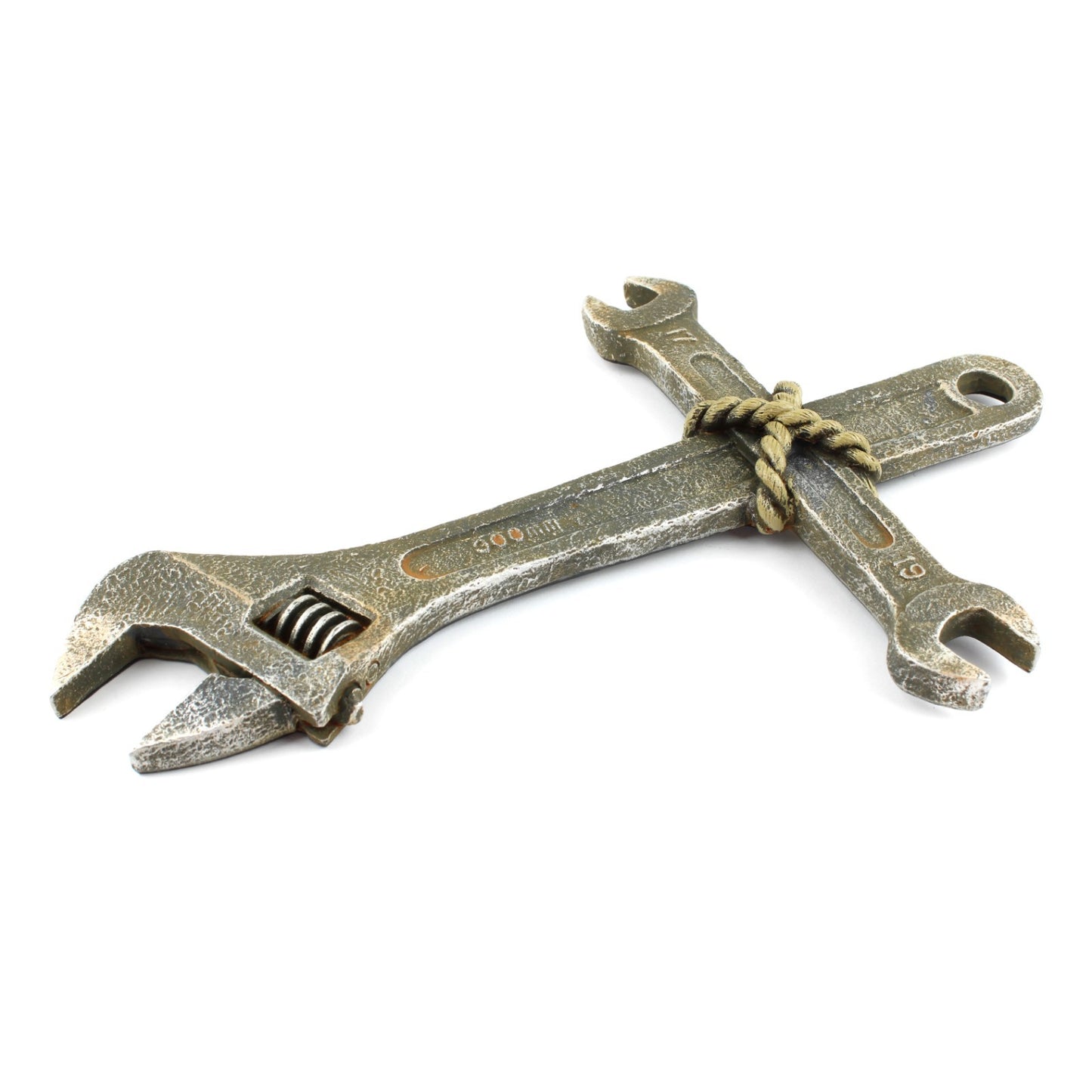 Adjustable Wrench Resin Wall Cross Mechanic Man Cave Car Garage Decor 11 3/8 in