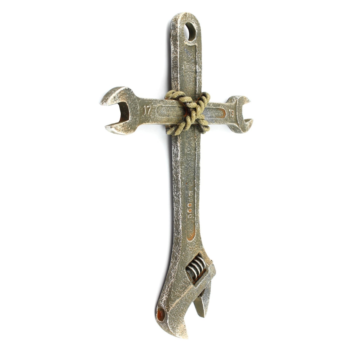 Adjustable Wrench Resin Wall Cross Mechanic Man Cave Car Garage Decor 11 3/8 in