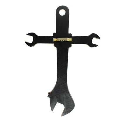 Adjustable Wrench Resin Wall Cross Mechanic Man Cave Car Garage Decor 11 3/8 in