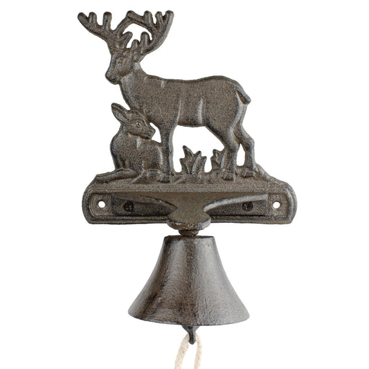 Rustic Cast Iron Deer Dinner Bell Wall Mounted Cabin Lodge Decor Antique Brown