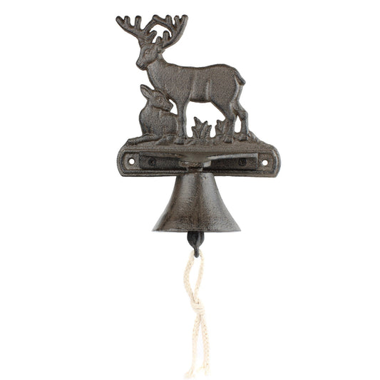 Rustic Cast Iron Deer Dinner Bell Wall Mounted Cabin Lodge Decor Antique Brown