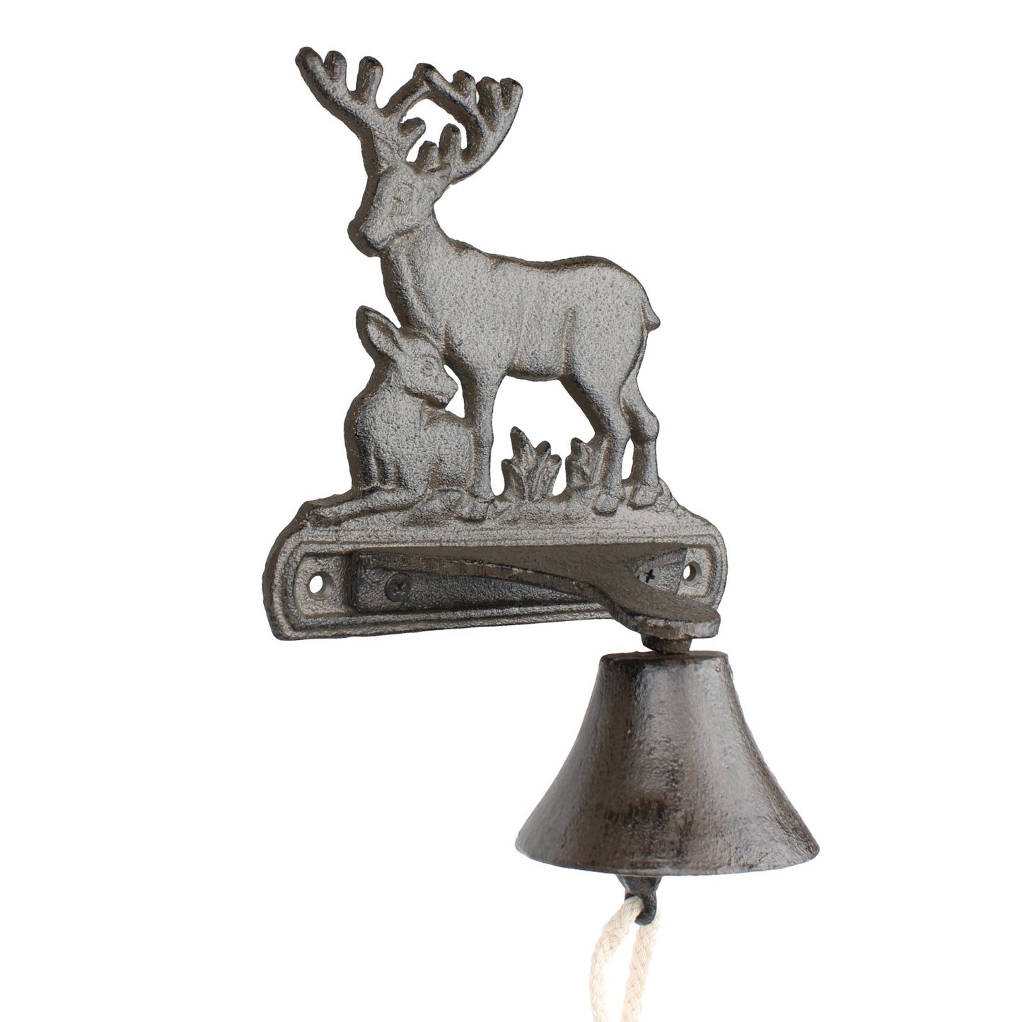 Rustic Cast Iron Deer Dinner Bell Wall Mounted Cabin Lodge Decor Antique Brown