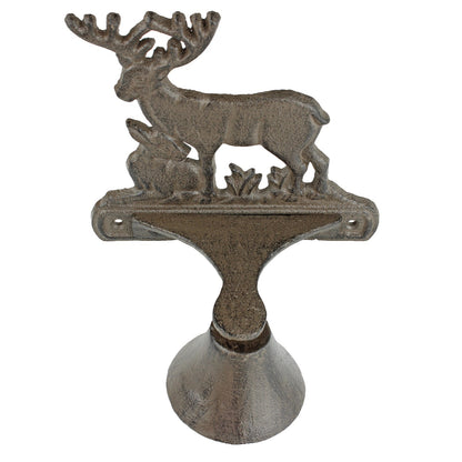 Rustic Cast Iron Deer Dinner Bell Wall Mounted Cabin Lodge Decor Antique Brown