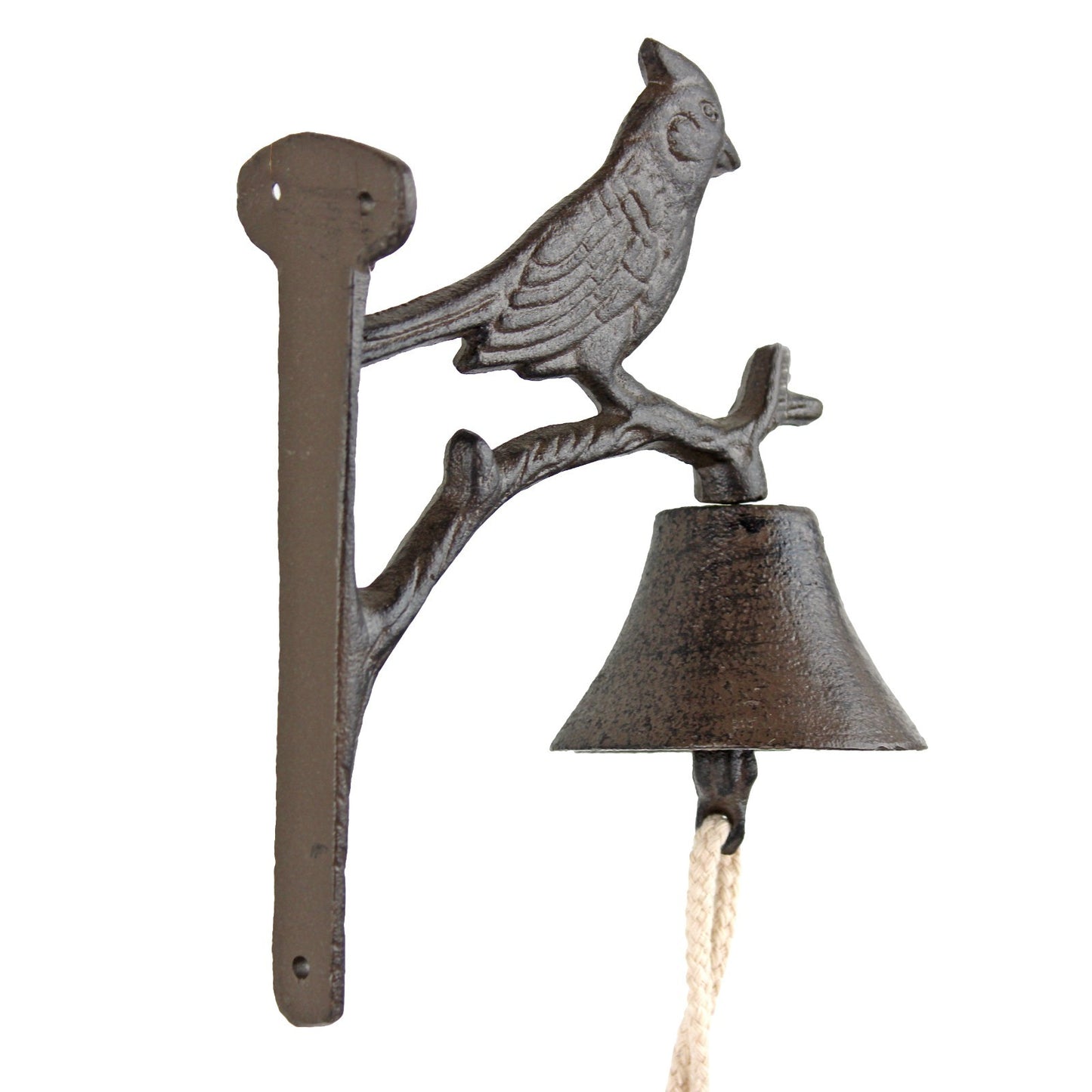 Cast Iron Cardinal Bird Dinner Bell Wall Mounted Cabin Lodge Decor Antique Brown
