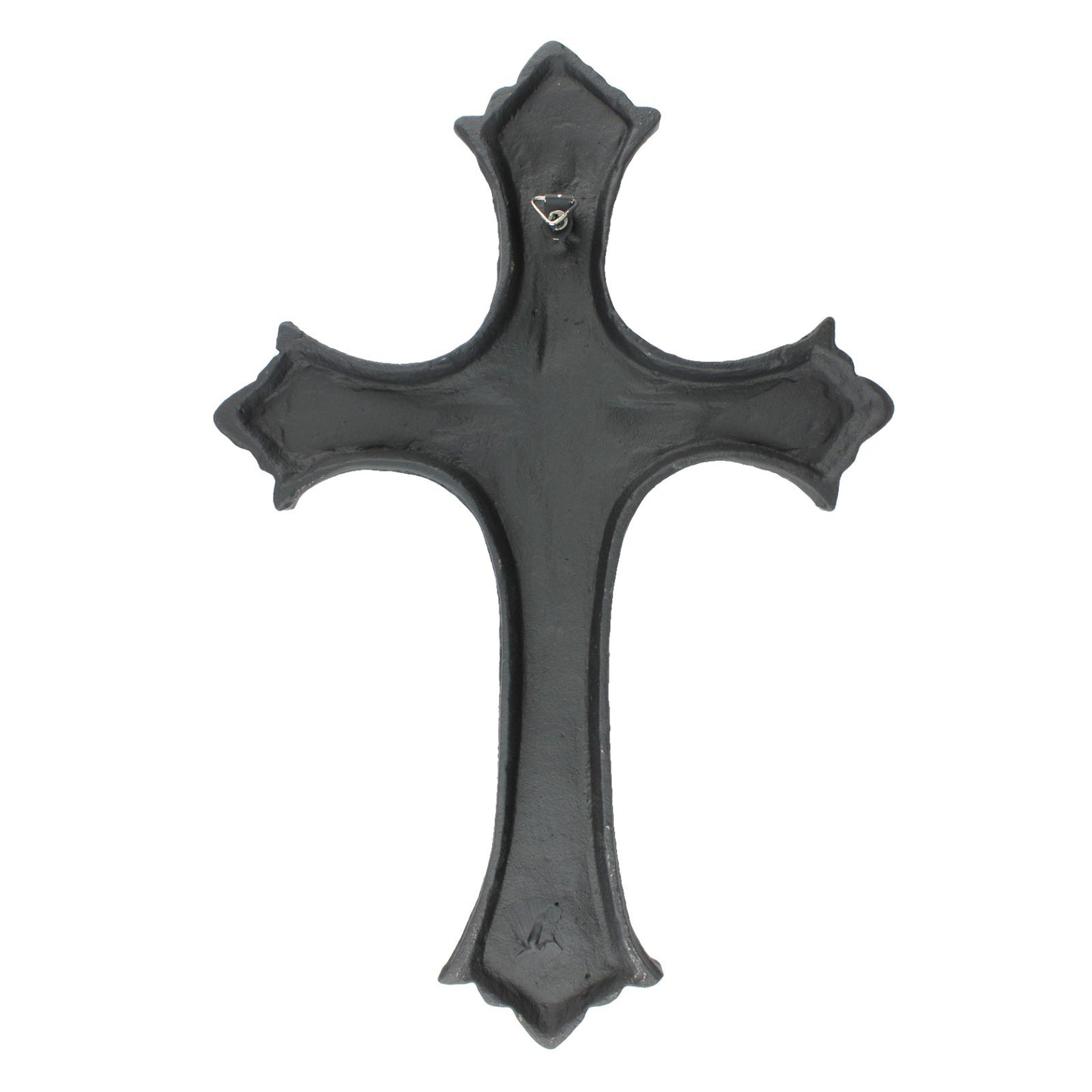 Cast Iron Fleur De Lis Wall Cross Victorian Decor Black & Gold 13.5 inch Tall