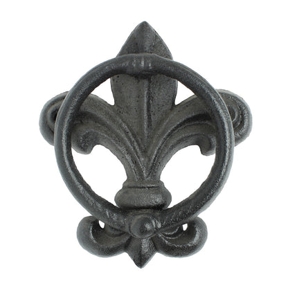 Black Fleur De Lis Door Knocker Rustic Victorian Front Door Accessory 6 inch