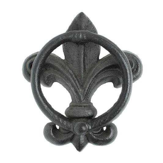 Black Fleur De Lis Door Knocker Rustic Victorian Front Door Accessory 6 inch