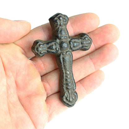 Rustic Cast Iron Cross Nails Tacks 3 x 2 inch With 1 inch Nail (Pack of 6)
