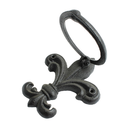Black Fleur De Lis Door Knocker Rustic Victorian Front Door Accessory 6 inch
