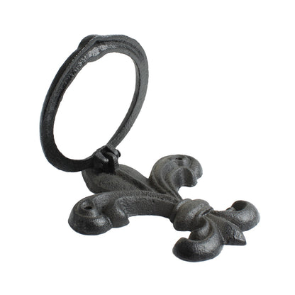 Black Fleur De Lis Door Knocker Rustic Victorian Front Door Accessory 6 inch