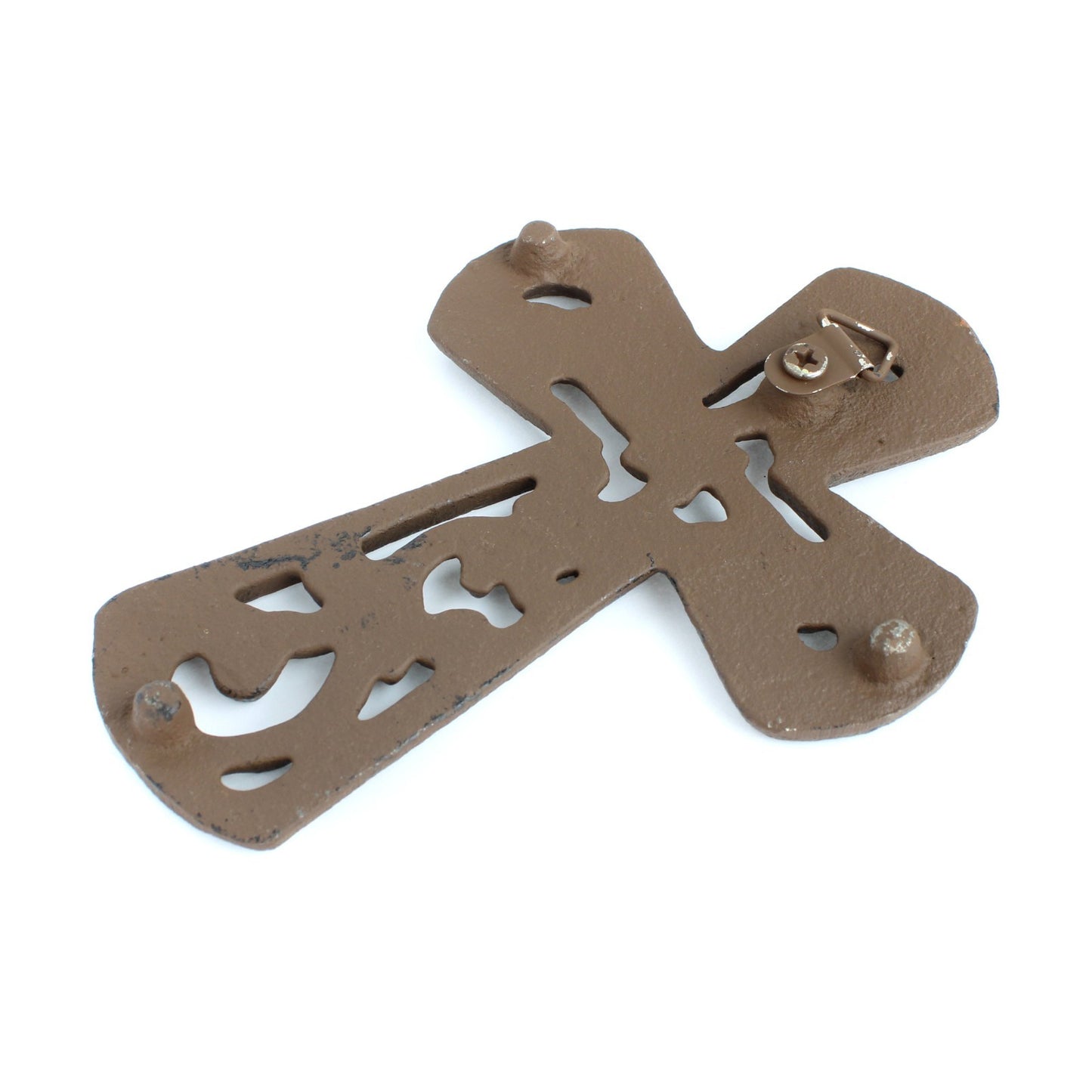 Small Cast Iron Floral Wall Cross Decor Vines Accent Antique Brown 5.5 inch