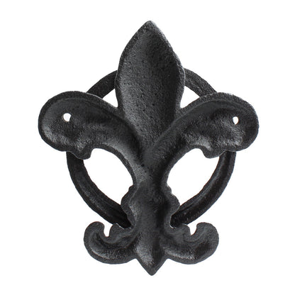 Black Fleur De Lis Door Knocker Rustic Victorian Front Door Accessory 6 inch