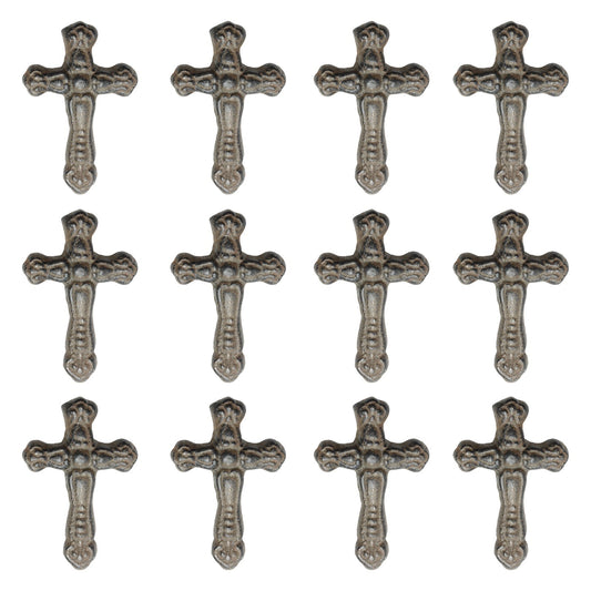 Rustic Cast Iron Cross Nails Tacks 3 x 2 inch With 1 inch Nail (Pack of 12)