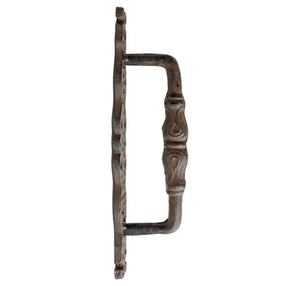 2 Large Rustic Cast Iron Door Handles Heavy Duty Victorian Antique Style 9.5 in