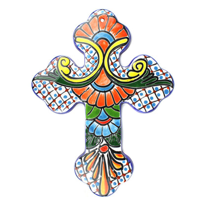 Talavera Wall Cross Colorful Mexican Decor Unique Hand-Painted Finish 11.5 inch
