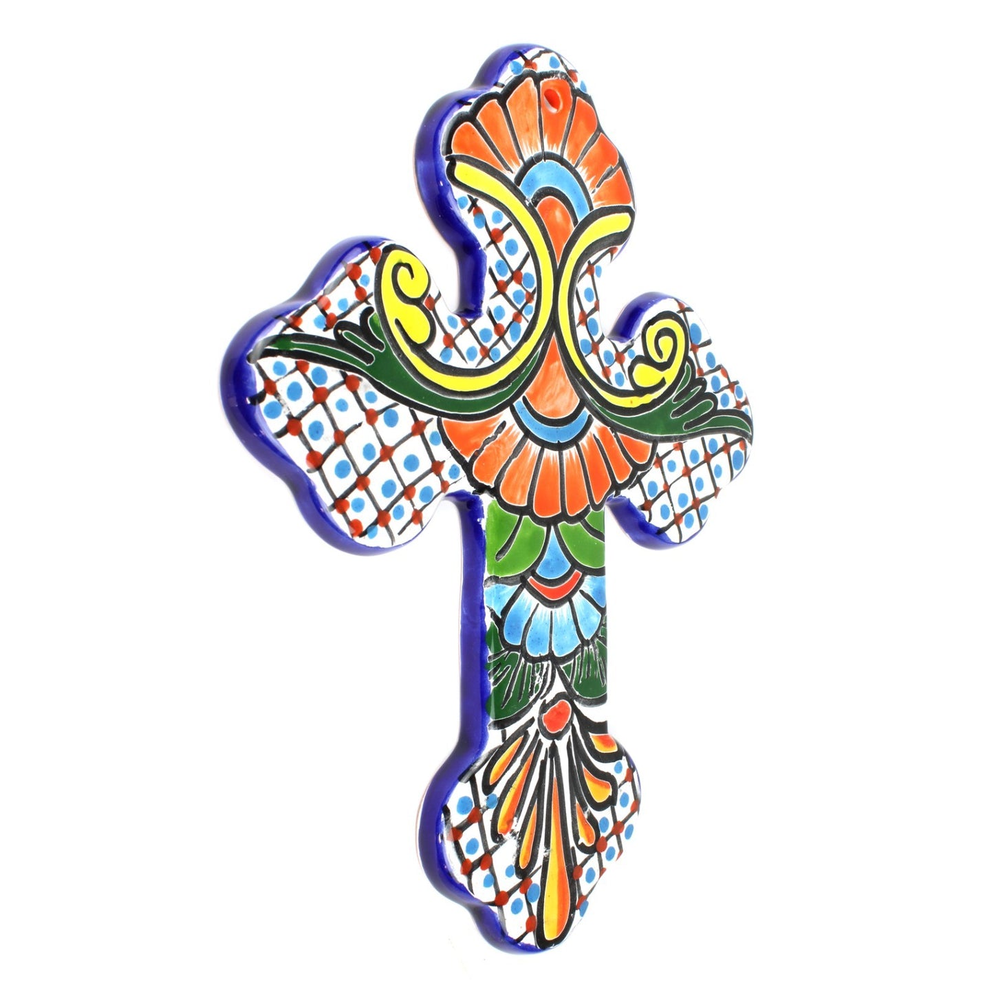 Talavera Wall Cross Colorful Mexican Decor Unique Hand-Painted Finish 11.5 inch