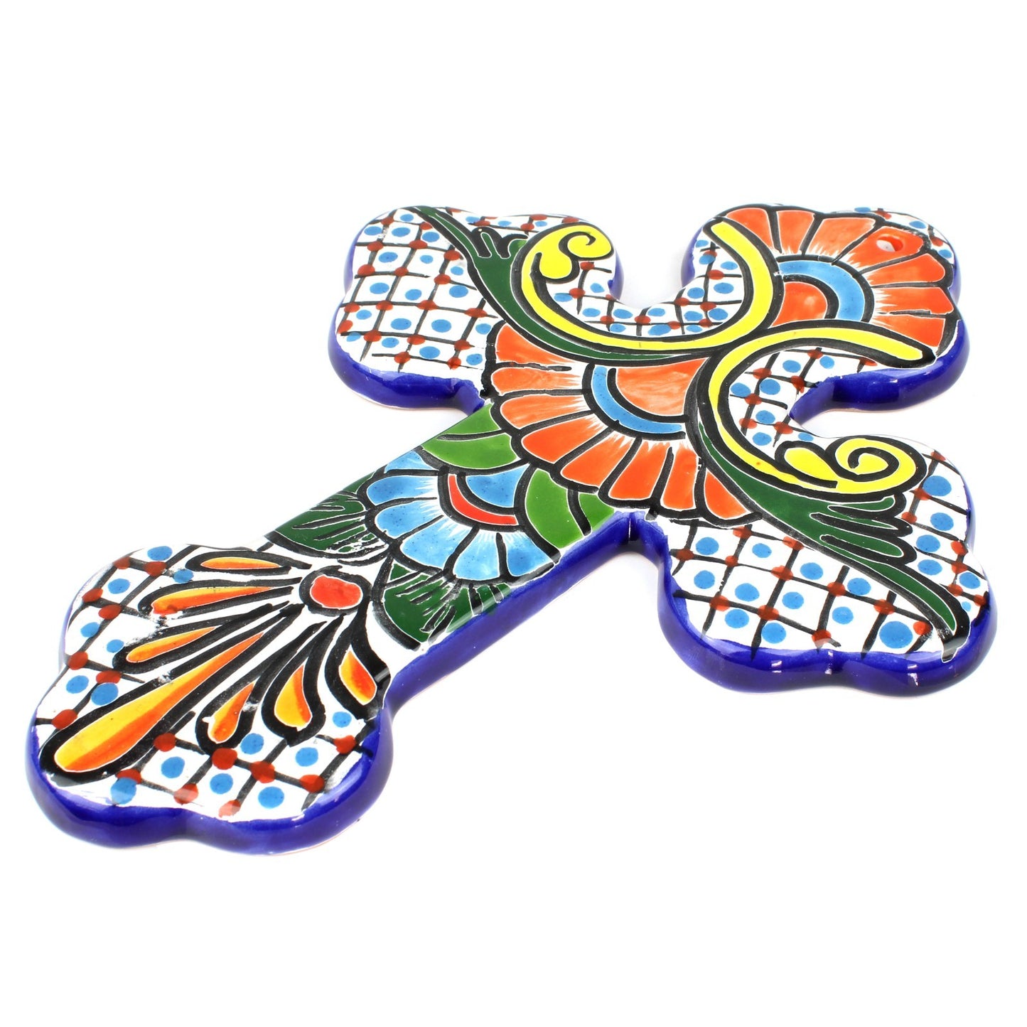 Talavera Wall Cross Colorful Mexican Decor Unique Hand-Painted Finish 11.5 inch
