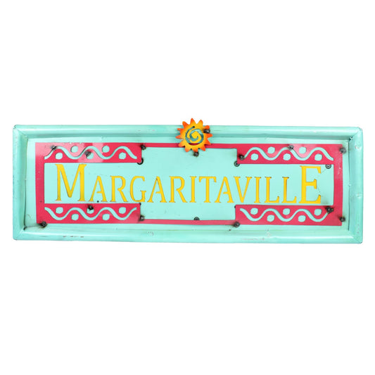 XL Margaritaville Recycled Metal Sign Colorful Mexican Bar Wall Decor 35 inch