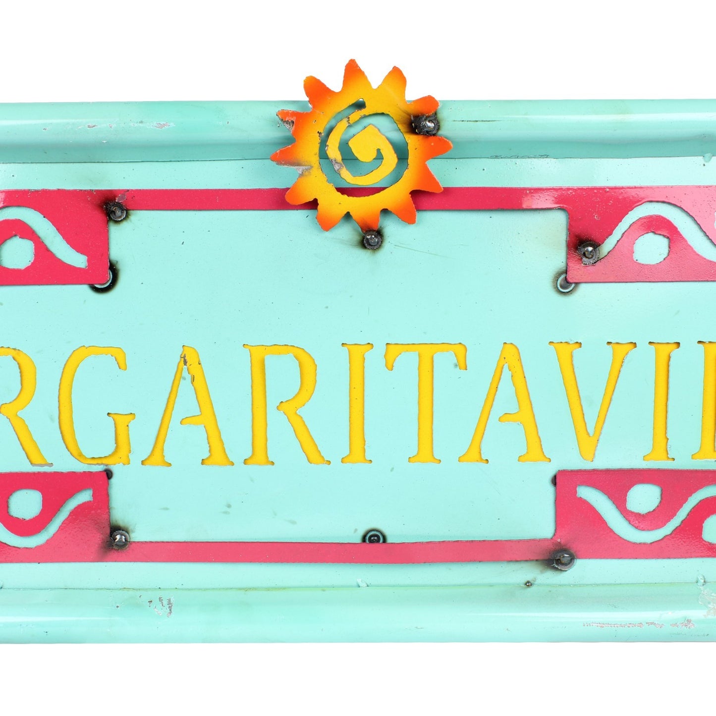 XL Margaritaville Recycled Metal Sign Colorful Mexican Bar Wall Decor 35 inch