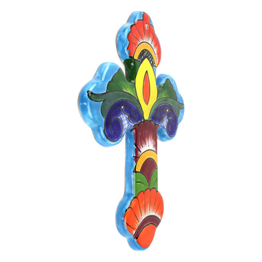 Talavera Wall Cross Colorful Mexican Decor Unique Hand-Painted Finish 11 5/8 in