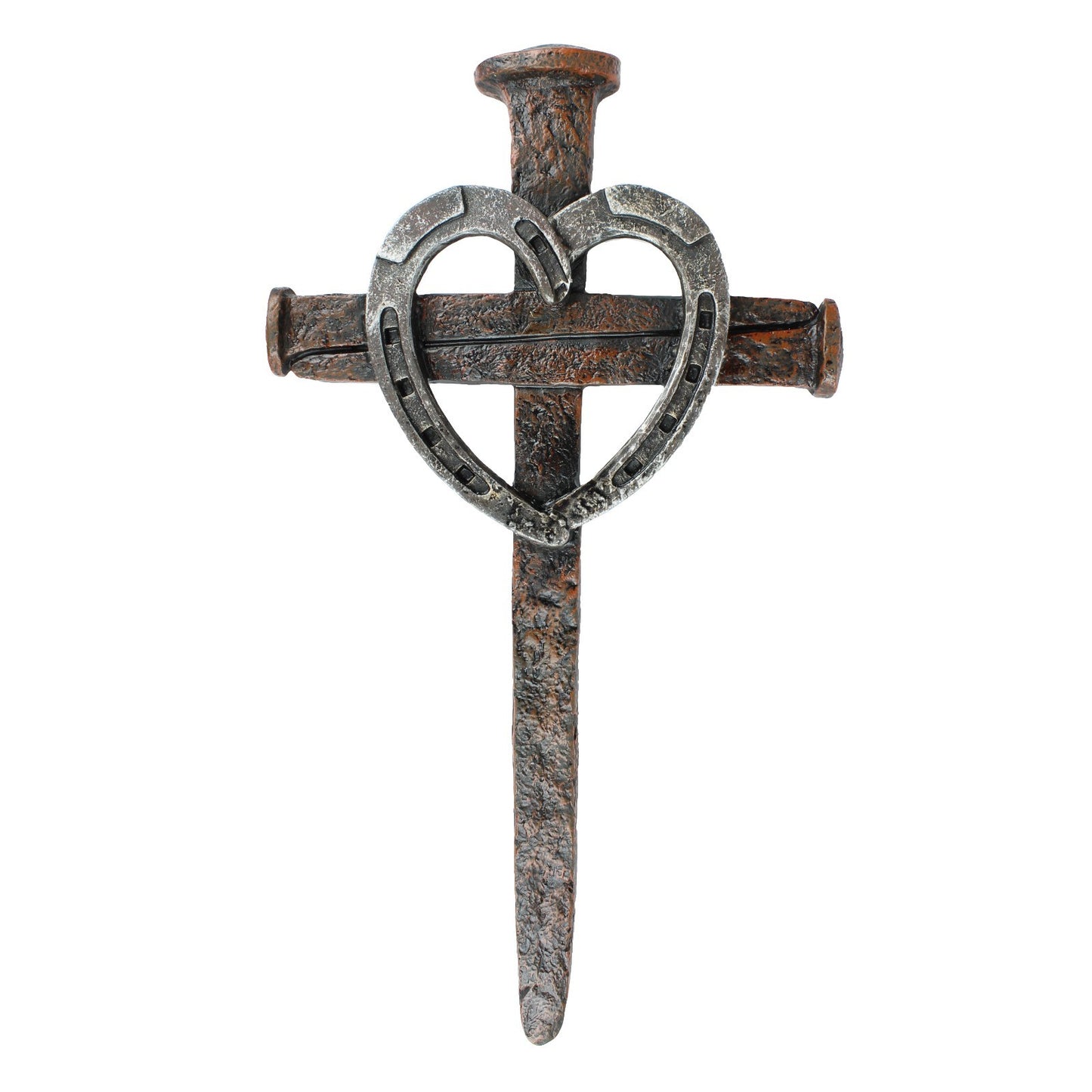 Horseshoe Heart Nails Wall Cross Rustic Western Religious Decor 12 1/4 inch