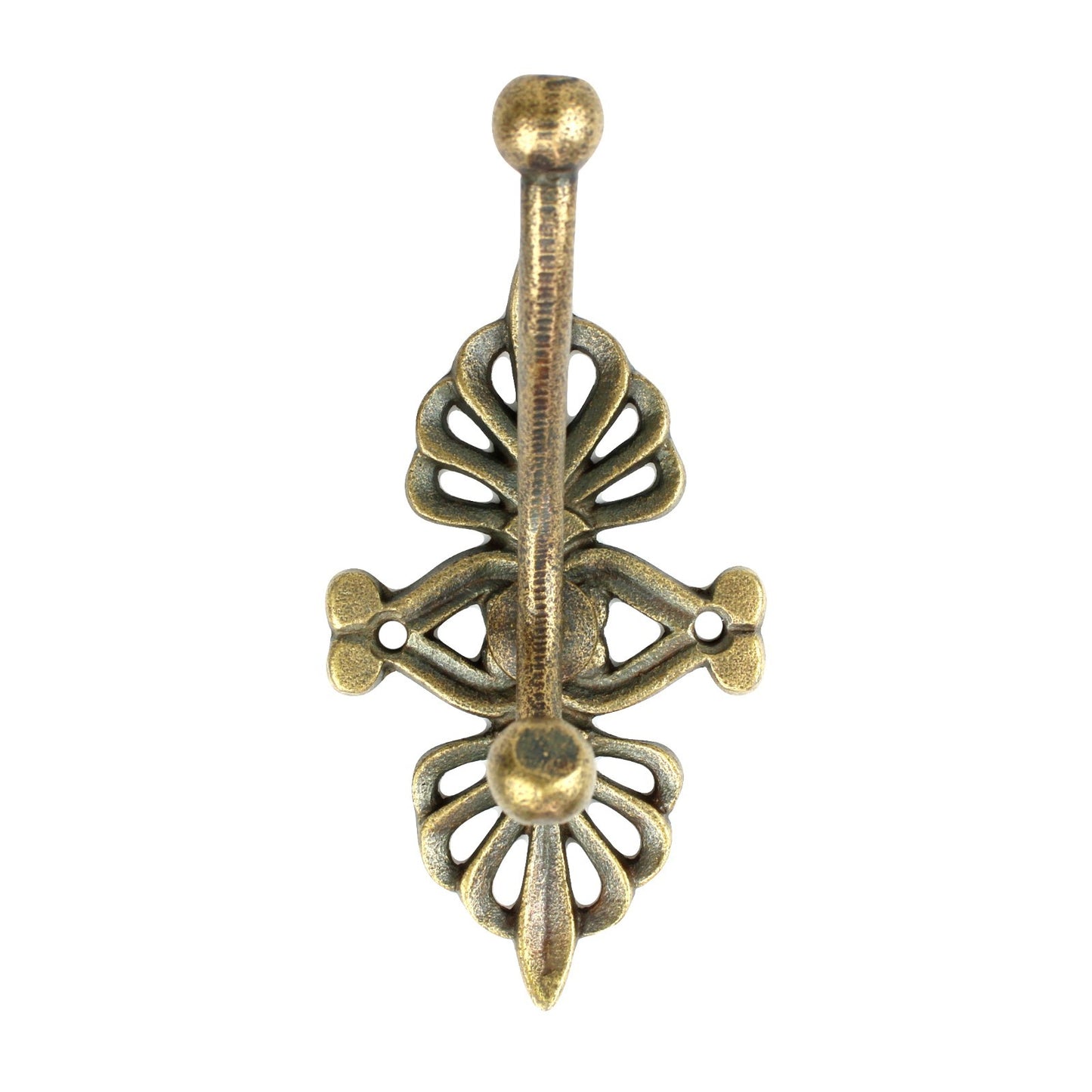 Antique Gold Baroque Metal Double Wall Hook Key Towel Coat Hanger 5 inch Tall