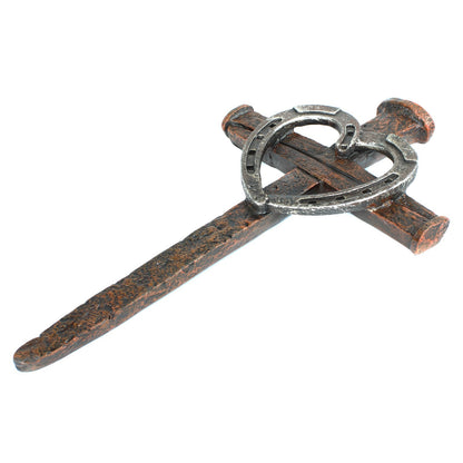 Horseshoe Heart Nails Wall Cross Rustic Western Religious Decor 12 1/4 inch