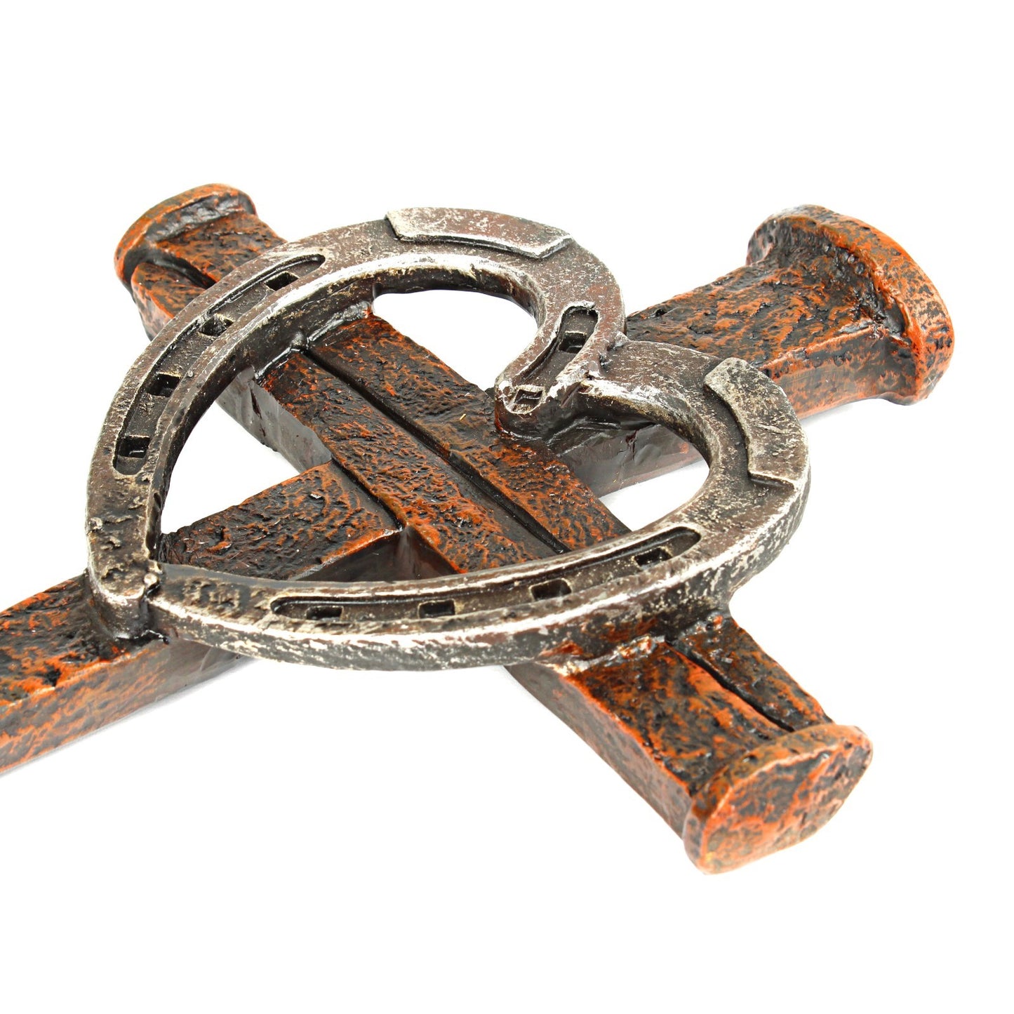 Horseshoe Heart Nails Wall Cross Rustic Western Religious Decor 12 1/4 inch