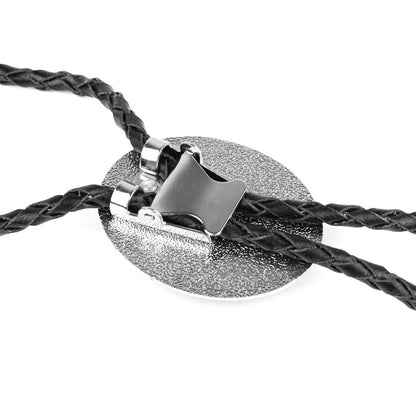 Oval Tiger's Eye Stone Western Bolo Tie Silver Color 40 inch Black Leather Cord