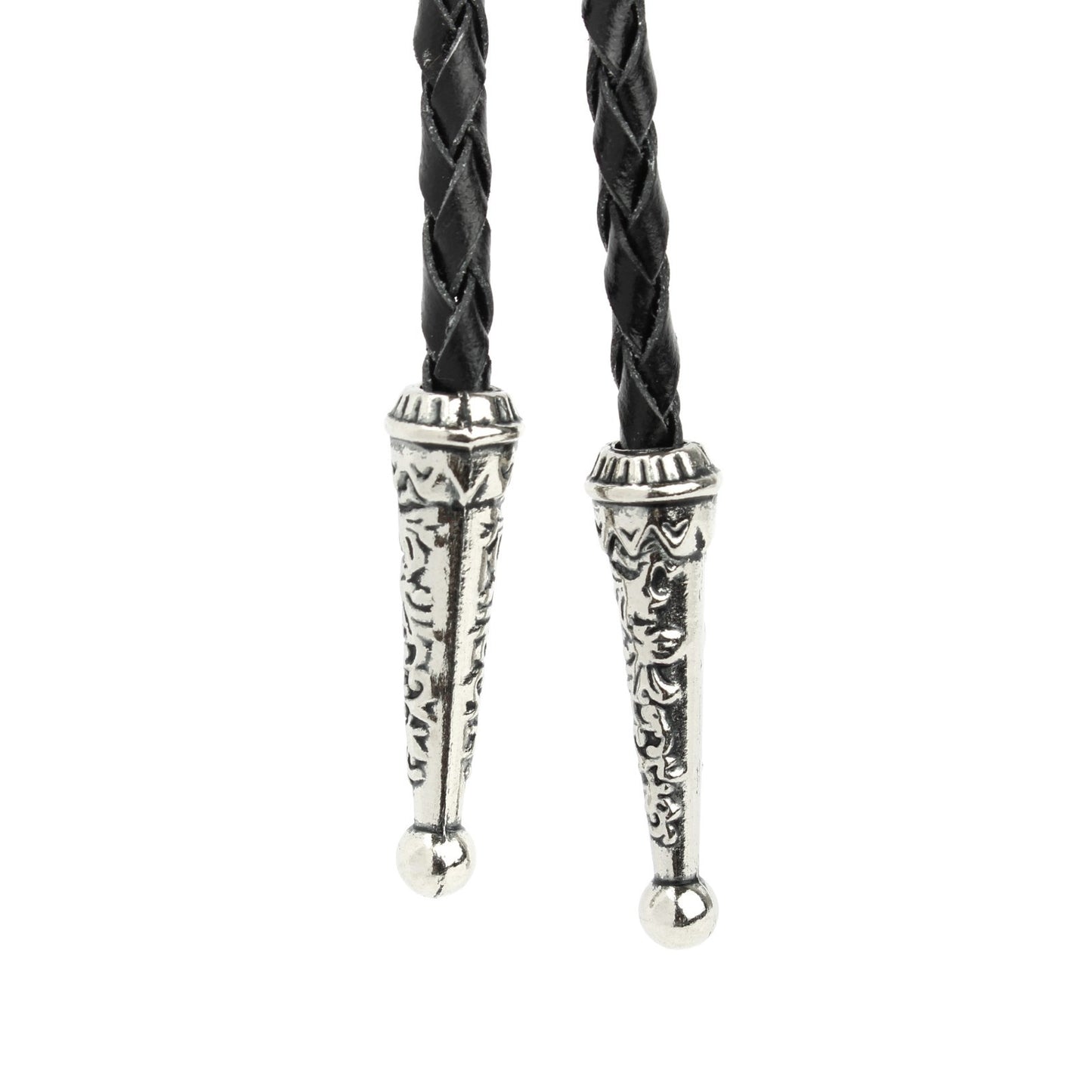 Teardrop Black Onyx Stone Western Bolo Tie Silver Color 40 inch Black Cord