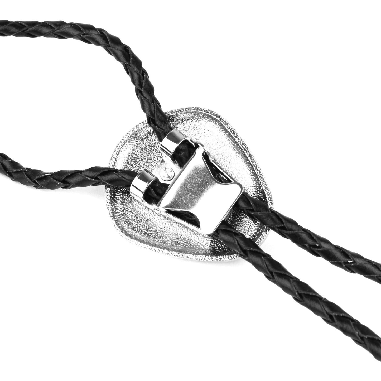 Teardrop Black Onyx Stone Western Bolo Tie Silver Color 40 inch Black Cord