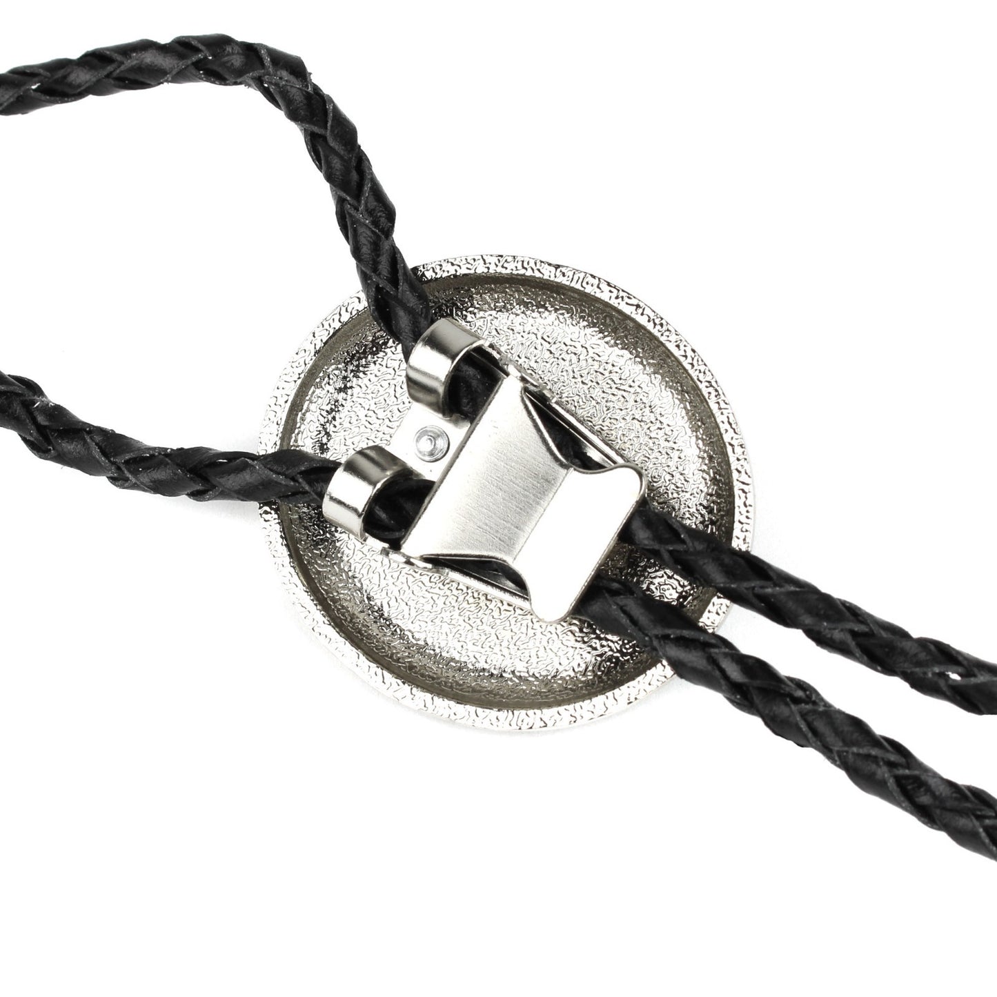 Oval Black Onyx Natural Stone Western Bolo Tie Silver Color 40 inch Black Cord