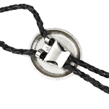 Oval Black Onyx Natural Stone Western Bolo Tie Silver Color 40 inch Black Cord
