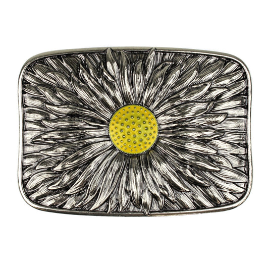 Sunflower Western Cowgirl Belt Buckle Antique Silver Finish Fits 1.5 inch Belts