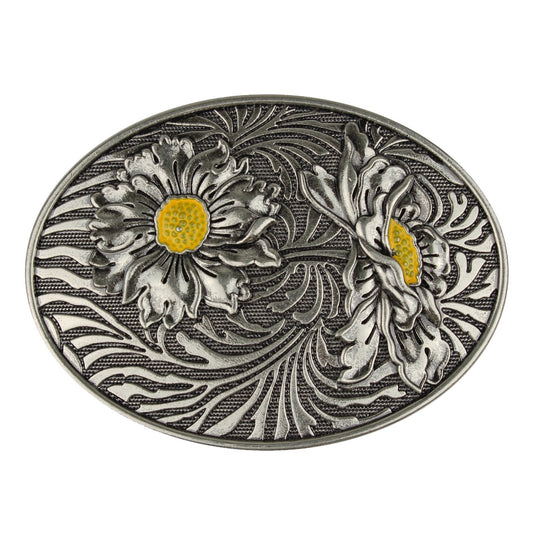 Sunflowers Western Cowgirl Belt Buckle Antique Silver Finish For 1.5 inch Belts