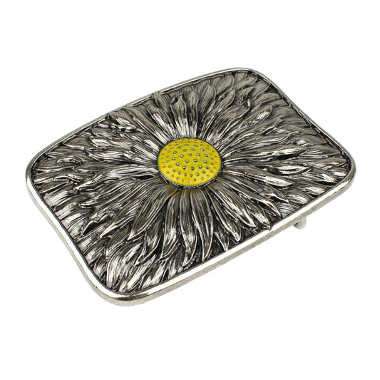 Sunflower Western Cowgirl Belt Buckle Antique Silver Finish Fits 1.5 inch Belts