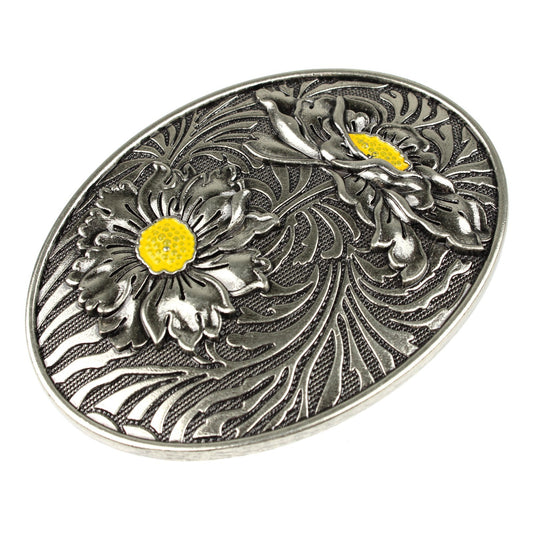 Sunflowers Western Cowgirl Belt Buckle Antique Silver Finish For 1.5 inch Belts