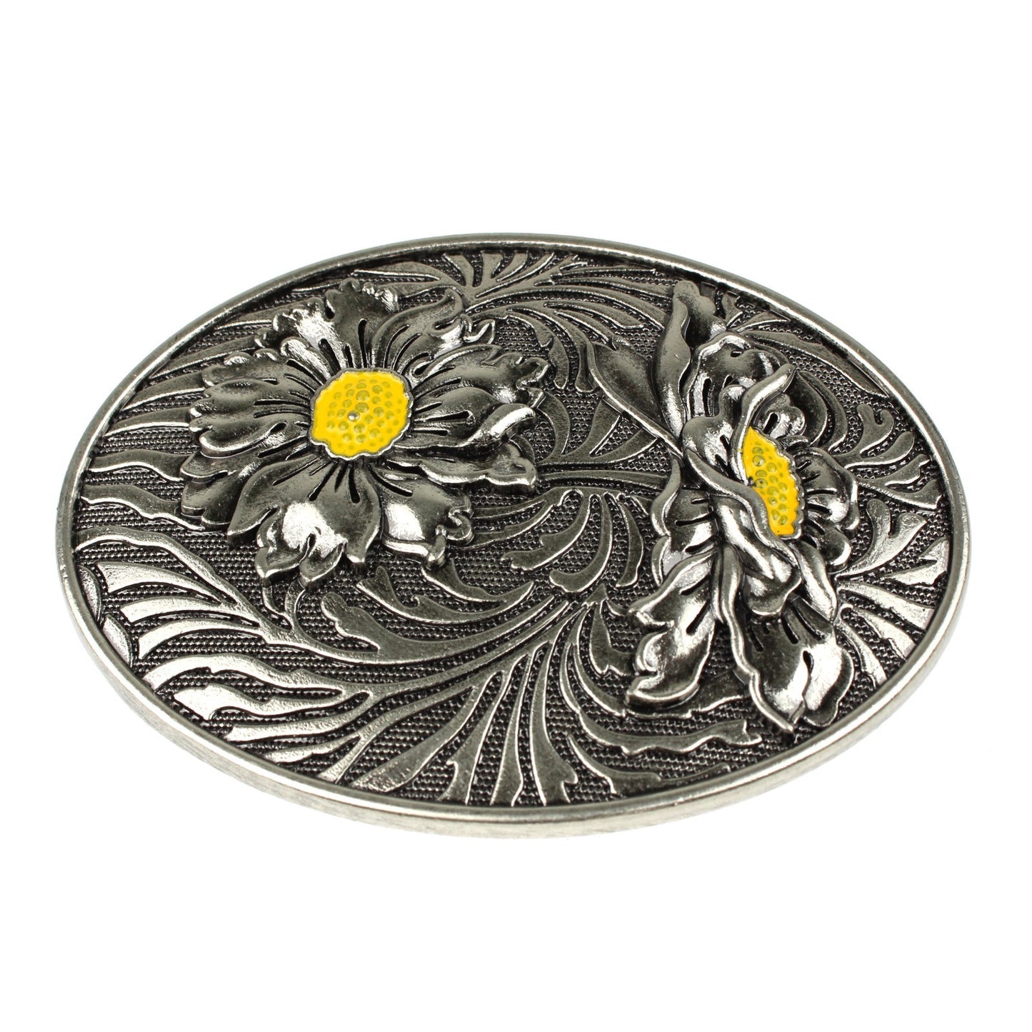Sunflowers Western Cowgirl Belt Buckle Antique Silver Finish For 1.5 inch Belts