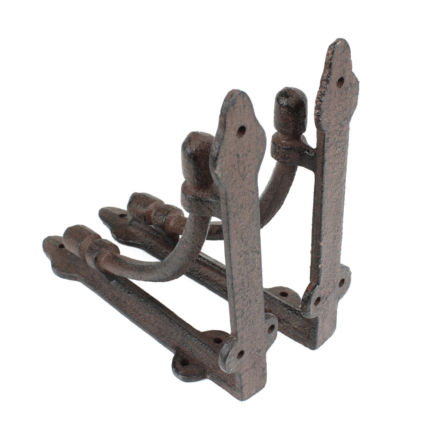 2 Rustic Cast Iron Shelf Brackets Antique Style Corner Brace 6.5 x 6.5 inch