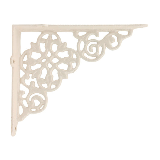 2 Cream Cast Iron Lattice Shelf Brackets Antique Style Scrolls 7 3/4 x 6 1/4 in