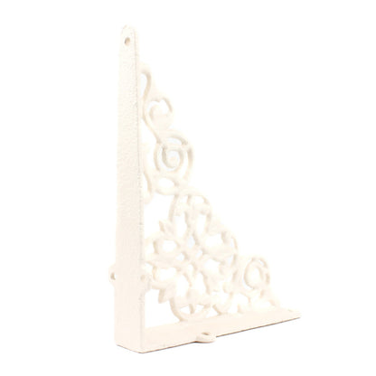 2 Cream Cast Iron Lattice Shelf Brackets Antique Style Scrolls 7 3/4 x 6 1/4 in