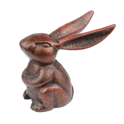 Small Sitting Bunny Rabbit Figurine Heavy Duty Cast Iron Rustic Copper Finish
