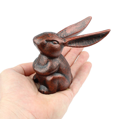 Small Sitting Bunny Rabbit Figurine Heavy Duty Cast Iron Rustic Copper Finish
