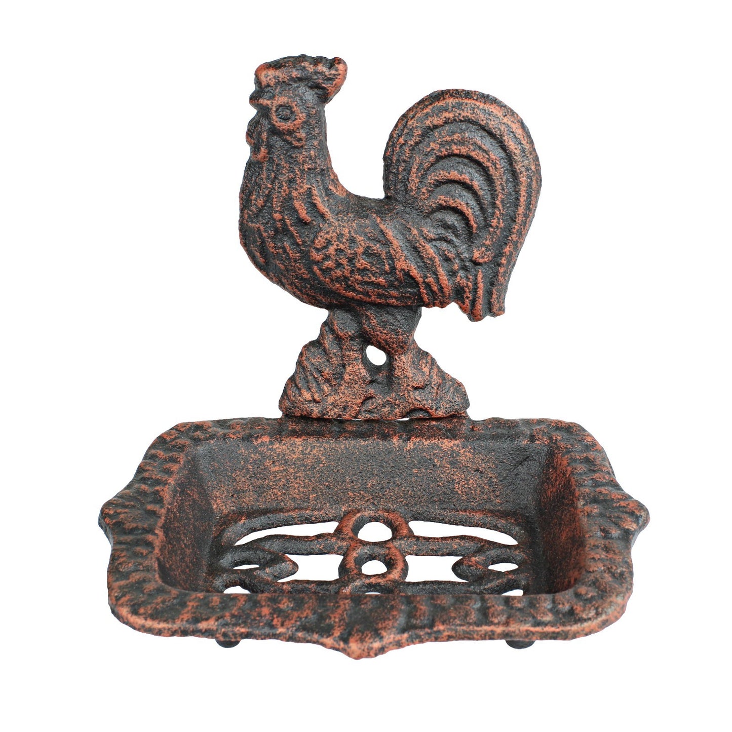 Rooster Soap Dish Cast Iron Country Bathroom Decor Rustic Antique Copper