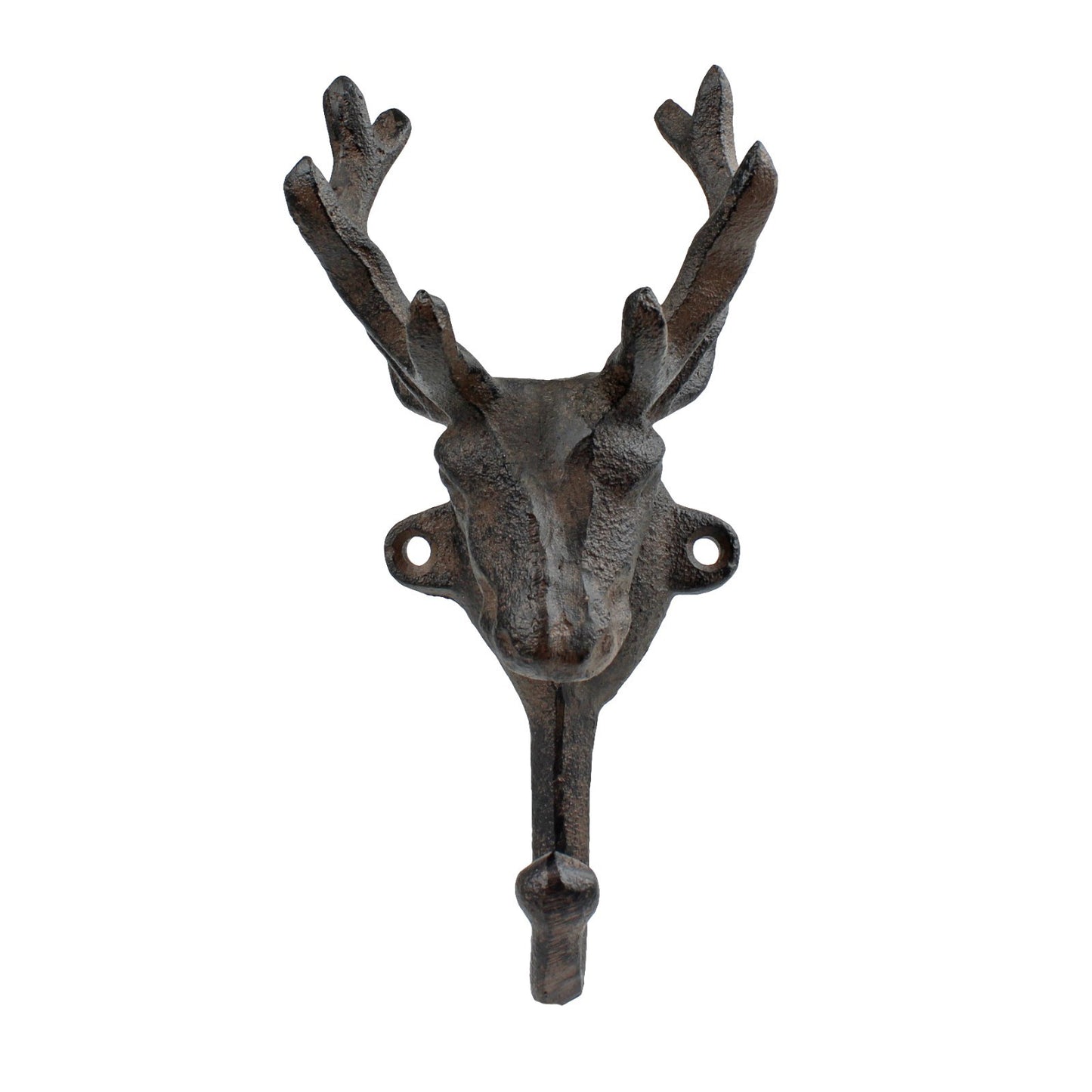 Rustic Cast Iron Deer Buck Wall Hook Key Towel Coat Hanger Antique Style Brown