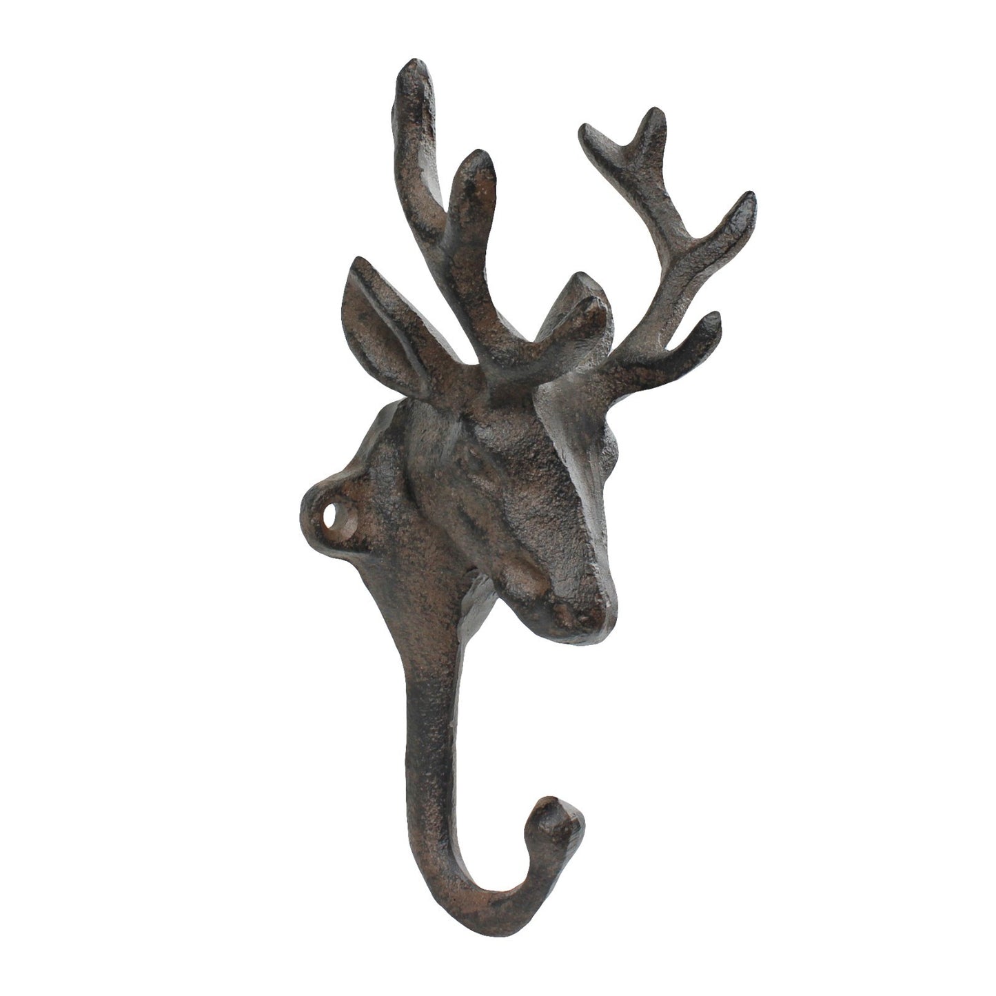 Rustic Cast Iron Deer Buck Wall Hook Key Towel Coat Hanger Antique Style Brown