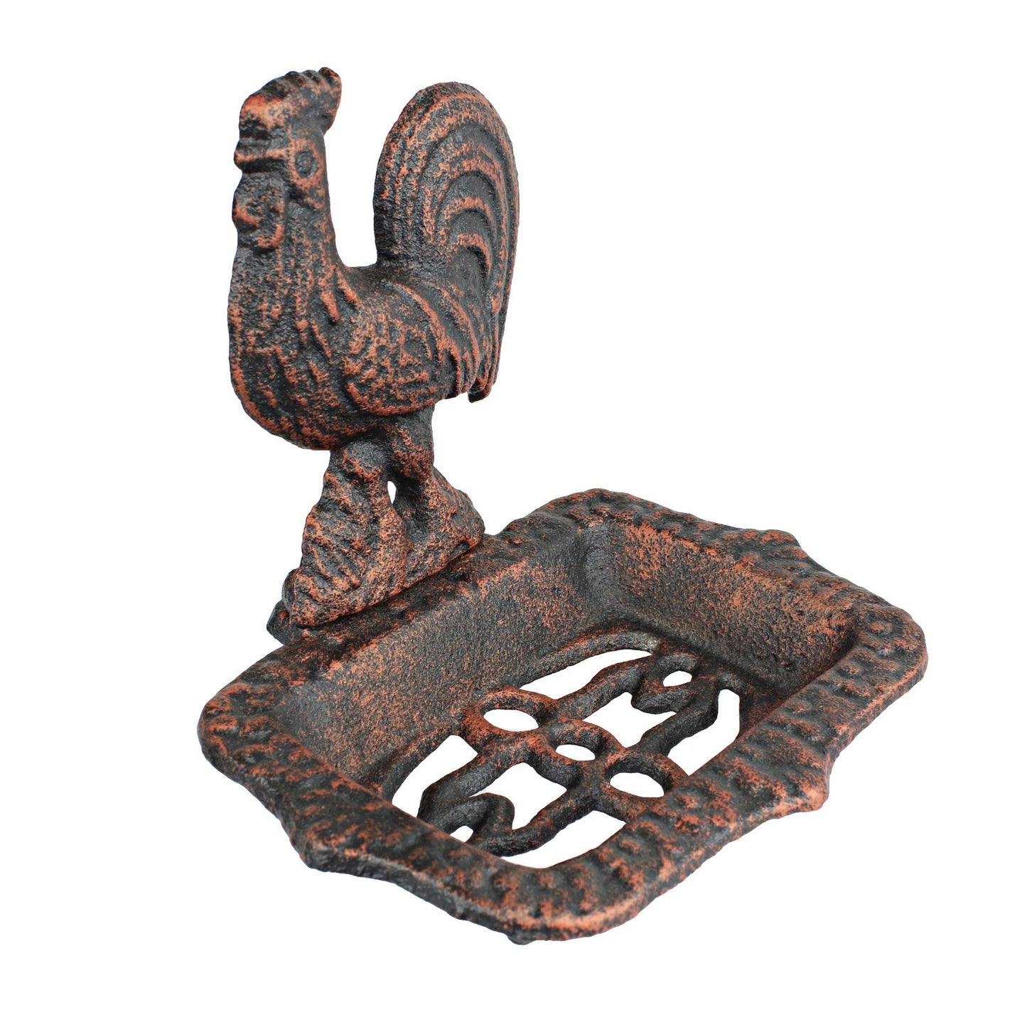 Rooster Soap Dish Cast Iron Country Bathroom Decor Rustic Antique Copper