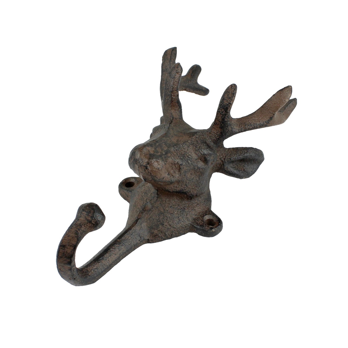 Rustic Cast Iron Deer Buck Wall Hook Key Towel Coat Hanger Antique Style Brown