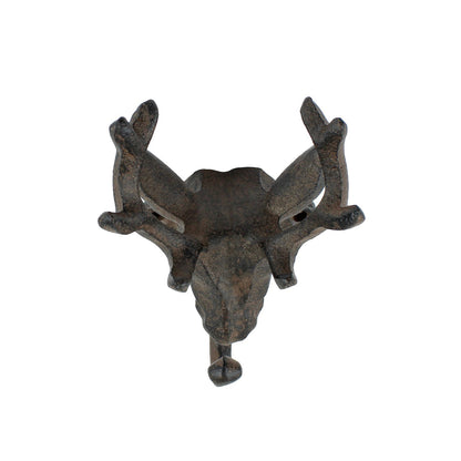 Rustic Cast Iron Deer Buck Wall Hook Key Towel Coat Hanger Antique Style Brown